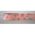 Vintage Floral Ribbon w/cut  edge pink 1" 25y